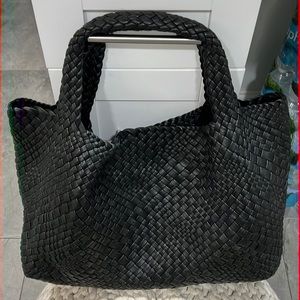 Brand New w/out Tags Falor Italian black leather woven Hobo bag